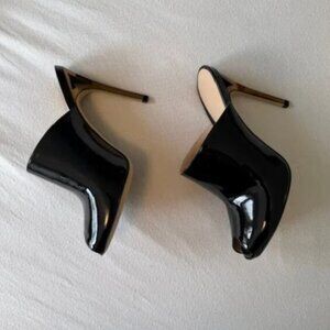 M.Gemi Patent Leather Peep Toe Mules